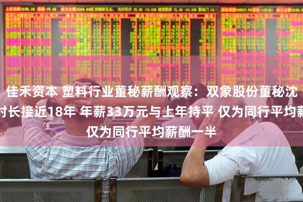 佳禾资本 塑料行业董秘薪酬观察：双象股份董秘沈铭任职时长接近18年 年薪33万元与上年持平 仅为同行平均薪酬一半