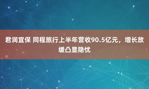 君润宜保 同程旅行上半年营收90.5亿元，增长放缓凸显隐忧
